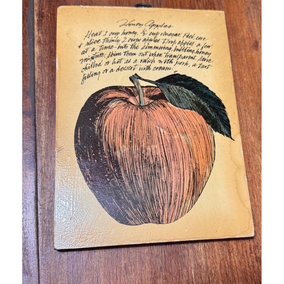 2 Vintage John Rutherford Gourmet Plaques-Apple & Watermelon on Red Wood - Picture 8 of 9